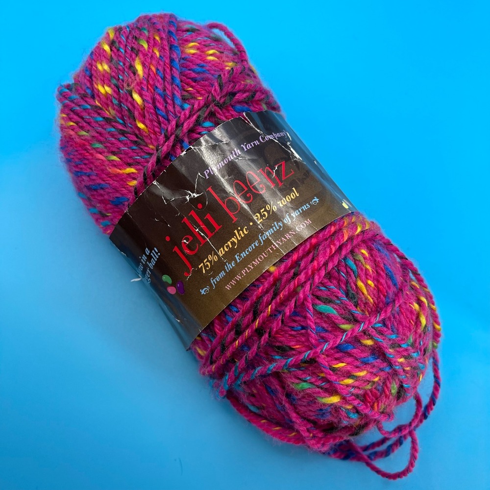 Plymouth Yarn Jelli Beenz Pink Multi Acrylic Wool Blend Speckled Worsted Weight